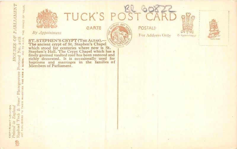 BR60822 st stephan s crypt the altar postcard london   uk