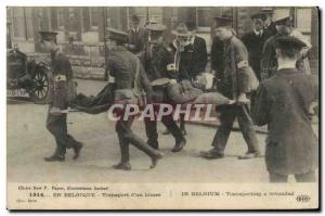 Postcard Old Sante Army in Belgium Trasnport d & # 39un hurts Red Cross