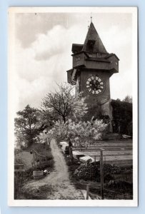 RPPC Grazer Uhrturm Clock Tower Graz Austria UNP Postcard N14