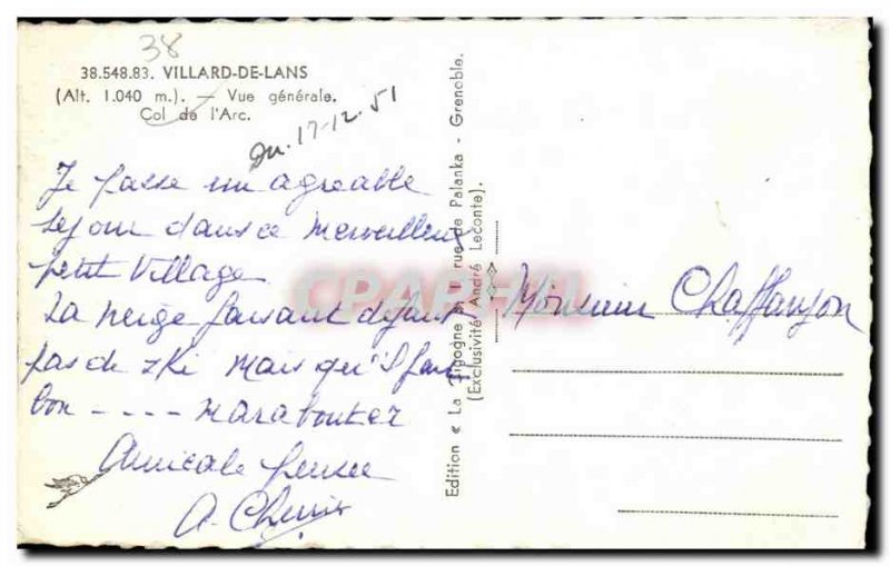 Villard de Lans - Vue Generale - Old Postcard