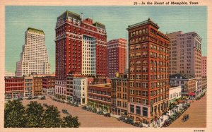 Vintage Postcard In the Heart of Memphis Tennessee Buildings Bluff City News Pub