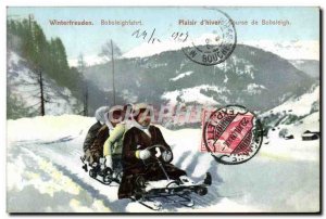 Old Postcard of Sports & # 39hiver Ski Bobsleighfahrt