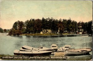 Harris Pond, East Side, Boat Landing Cottages Woonsocket RI Vintage Postcard E54