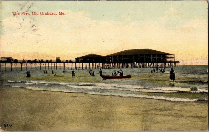 The Pier, Old Orchard ME c1913 Vintage Postcard W30