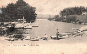 Vintage Postcard Pontusooc Lake Boats & Ships Pittsfield Massachusetts Rotograph