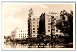 c1925 Riverside Hotel From Truckee River Reno Nevada NV RPPC Photo Postcard 