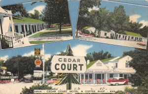 Clay Center Kansas Cedar Court Motel and Coffee Shop Vintage Postcard AA39714
