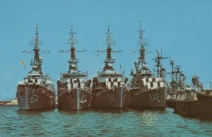 Four destroyers Noa Navy US Naval Station Mayport Florida postcard E454 