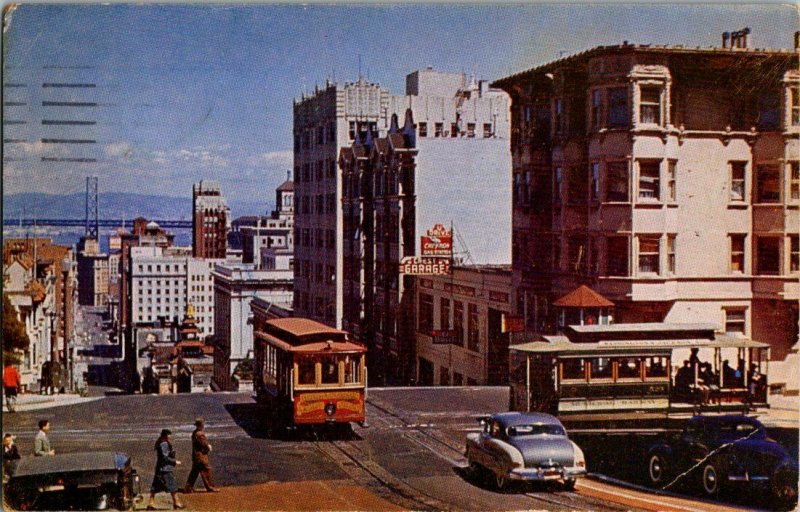 San Francisco's Cable Cars California Powell Vintage Postcard Standard View Card 