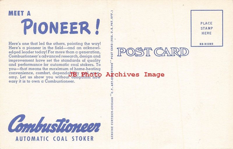 Advertising Linen Postcard, Combustioneer Automatic Coal Stoker