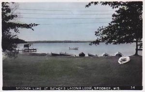 Wisconsin Spooner Spooner Lake At Sather's Laconia Lodge 1954 Real Photo...