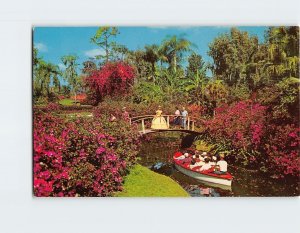 Postcard Boat Cruise Along The Flower Bordered Canals, Cypress Gardens, Florida