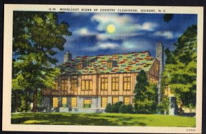 North Carolina HICKORY Moonlight Scene of Country Clubhouse LINEN