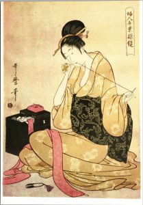Sewing from A View of Women's Duties Utamaro Japan Postcard