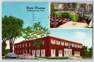 Independence Iowa Postcard Hotel Pinicon Exterior Building c1958 Vintage Antique