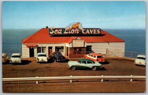 Florence Oregon 1960s Postcard Sea Lion Caves Cars Roadside