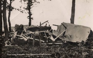 Colonel Cody WW1 Plane Crash Waterplane RPC Disaster Postcard Please Read