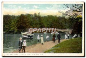 Postcard Old Lake And Bridge Central Park New York City