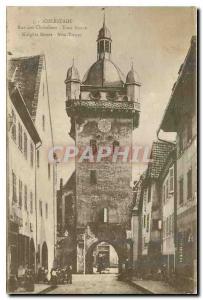 Postcard Old Schlestadt Rue Neuve tower Knights