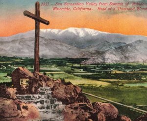 c.1907-15 Cross Mountain San Bernardino Valley Ca. Hand Colored Postcard 2T6-404