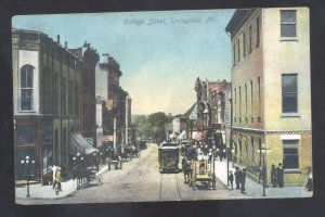 SPRINGFIELD MISSOURI DOWNTOWN MAIN STREET SCENE 1911 CARS VINTAGE POSTCARD