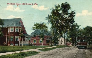 Vintage Postcard Portland Road Residential Street Houses Old Orchard Maine ME