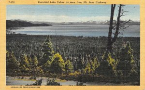 LAKE TAHOE, CA View From Mt. Rose Highway ca 1940s Vintage Linen Postcard