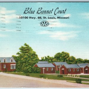 c1950s St. Louis, MO Blue Bonnet Motor Court Motel Cabin Shack Duncan Hines A215