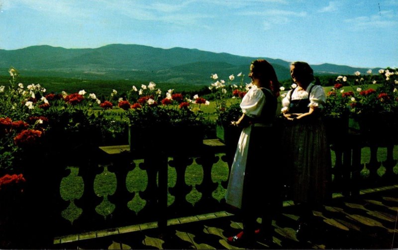 Vermont Stowe Trapp Family Lodge Baroness Von Trapp and Daughter Hedwig On Porch