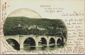 Germany Heidelberg Alte Brücke mit dem Schlosse Vintage Postcard C152