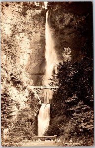 Multnomah Falls Columbia River Highway Oregon OR Real Photo RPPC Postcard