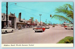 Madeira Beach Florida FL Postcard Business Area Corner Gulf Welch Causeway c1960