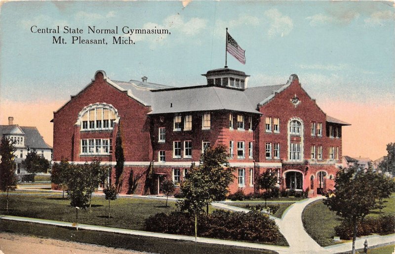 J72/ Mount Pleasant Michigan Postcard c1910 Central State Normal Gym 161