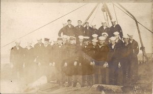 RPPC WWI Royal Navy, Sailors & Officers on Deck, British, UK, Uniforms, Ship