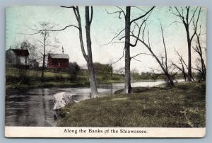 SHIAWASSEE RIVER MI 1913 ANTIQUE POSTCARD