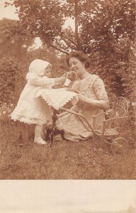 England Social History Mother Daughter Tea Party Teddy Bear RPPC postcard B908