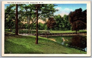 Wheeling West Virginia 1938 Postcard The Lake at Wheeling Park