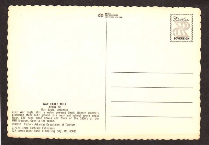 AR War Eagle Mill Highway 12 Arkansas Postcard