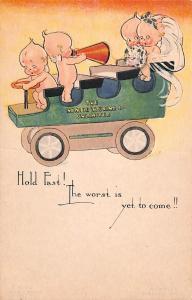 Rose O' Neill Kewpie Hold Fast The worst is yet to come!! Postcard