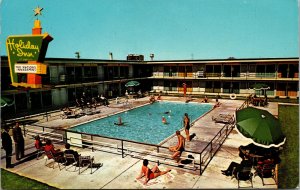 Vtg 1960s East Peoria Illinois IL Holiday Inn Swimming Pool Side Postcard