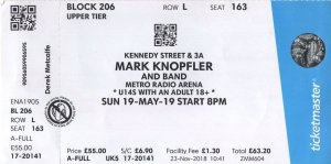 Mark Knopfler Dire Straits Newcastle Arena Unused £55 Live Ticket