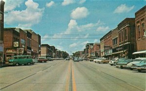 Brookfield Missouri Main Street automobiles 1960s Pine Postcard 21-8036