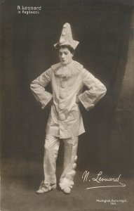 Romanian opera tenor Nicolae Leonard in Pagliacci harlequin theatre costume