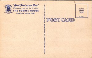 Linen Advertising Postcard Toddle House 24-Hour Restaurant
