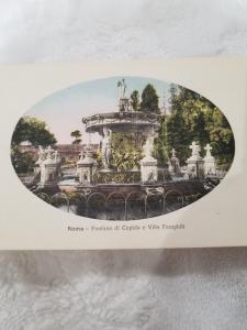 Antique Postcard from Italy, Roma - Fontana di Cupido e Villa Pamphili