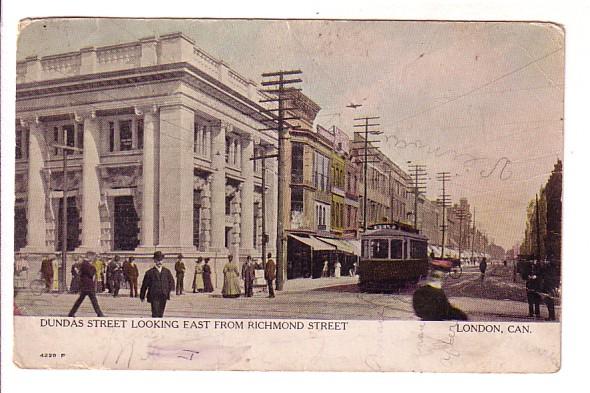 Dundas Street, Trolley, People, London, Ontario, Warwick 4229 P