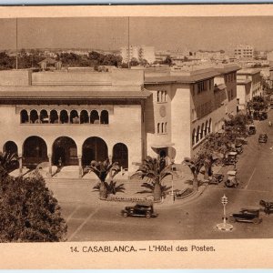 c1930s Casablanca, Morocco L'Hotel des Postes Post Office Street Scene Cars A340