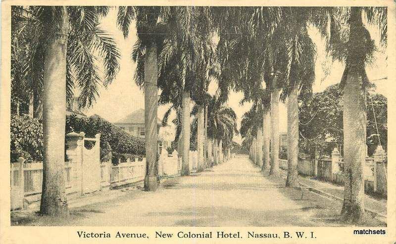 BWI Victoria Avenue New Colonial Hotel Nassau postcard 1088