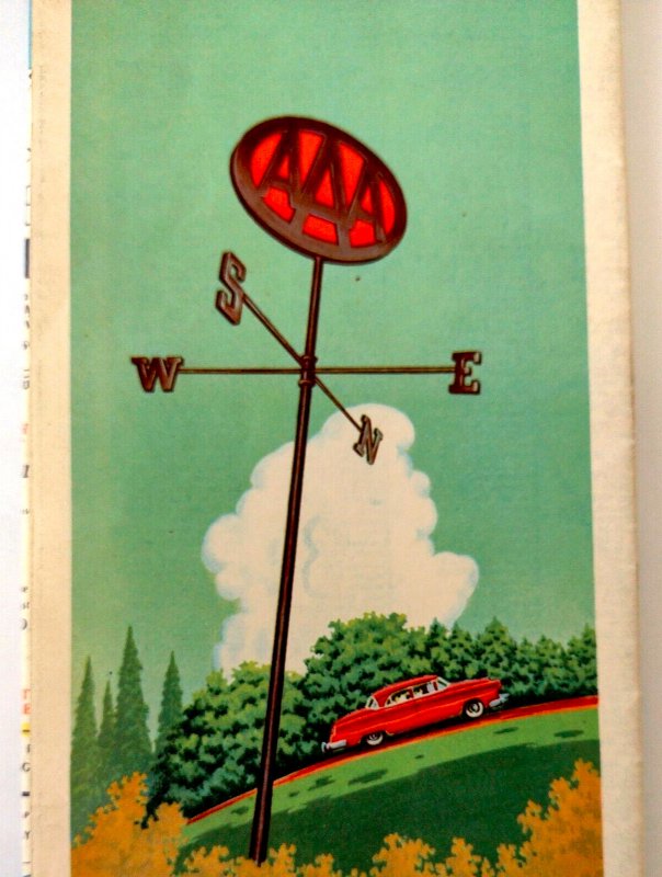 1956 Northeastern States AAA Road Map Detailed Interesting Vintage