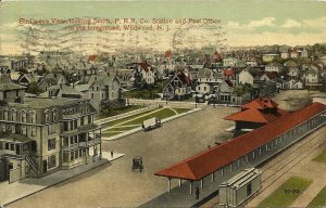 1917 ANTIQUE Postcard Birds Eye View Looking South Wildwood NJ Post Office & RR